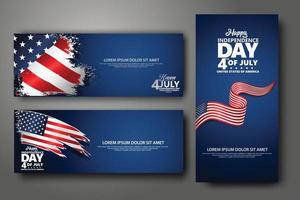 Set banner design template. Fourth of July Independence Day, Vector illustration for publication of event