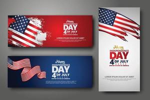 Set banner design template. Fourth of July Independence Day, Vector illustration for publication of event