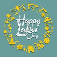 Happy Labor Day banner. Design template elegant with clip art labor circle dimension for you give greetings vector