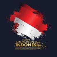 17 de agosto feliz tarjeta de felicitación del día de la independencia de Indonesia. ondeando la bandera de Indonesia aislado sobre un fondo vector