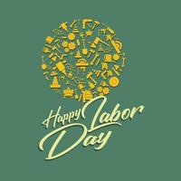 Happy Labor Day banner. Design template elegant with clip art labor circle dimension for you give greetings vector