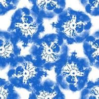 Tie dye, Shibori, blue abstract batik seamless pattern. Watercolor backgrounds photo