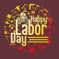 Happy Labor Day banner. Design template elegant with clip art labor circle dimension for you give greetings vector