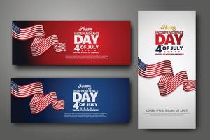 Set banner design template. Fourth of July Independence Day, Vector illustration for publication of event