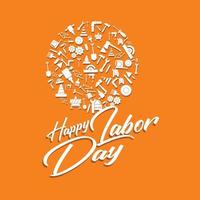 Happy Labor Day banner. Design template elegant with clip art labor circle dimension for you give greetings vector