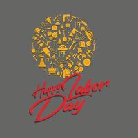 Happy Labor Day banner. Design template elegant with clip art labor circle dimension for you give greetings vector