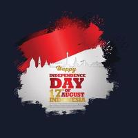 August 17th. Happy Indonesian Independence Day greeting card. Waving Indonesian flag isolated on a background vector