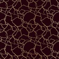 kintsugi art seamless pattern with gold thin lines and abstract shards on dark luxury background vector