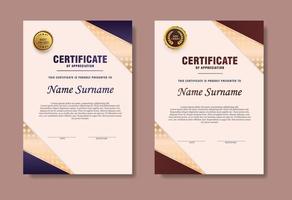Certificate Template portrait gradient blue, brown, and gold vector