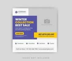 Clean Winter Sale Social Media Post Design or Web Banner Template vector