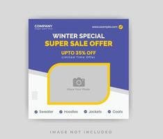Winter Sale Offer Social Media Post Design Template vector