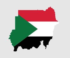 mapa y bandera de sudán vector