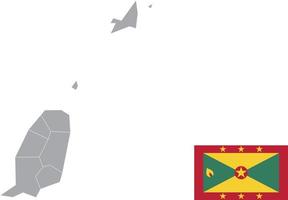 mapa de granada. bandera de granada. ilustración de vector de símbolo de icono plano