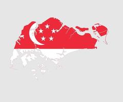 mapa y bandera de singapur vector