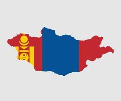 Map and flag of Mongolia vector