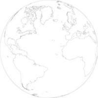 Map of Globe of Atlantic Ocean Outline vector