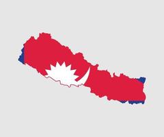 mapa y bandera de nepal vector