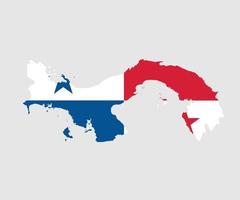 mapa y bandera de panama vector