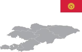 mapa de Kirguistán. bandera de Kirguistán. ilustración de vector de símbolo de icono plano