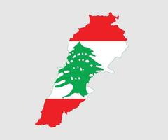 mapa y bandera de líbano vector