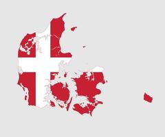 Map and flag of Denmark vector