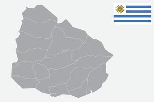 mapa uruguayo. bandera uruguaya. ilustración de vector de símbolo de icono plano