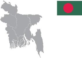 mapa de bangladesh bandera de bangladesh ilustración de vector de símbolo de icono plano