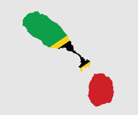 Map and flag of Saint Kitts and Nevis