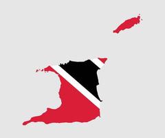 mapa y bandera de trinidad y tobag vector