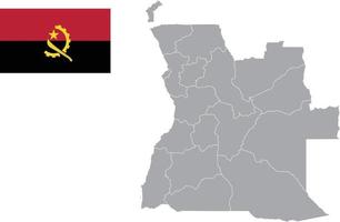 mapa de angola bandera de angola ilustración de vector de símbolo de icono plano