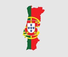 mapa y bandera de portugal vector