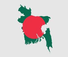 mapa y bandera de bangladesh vector