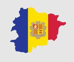 mapa y bandera de andorra vector