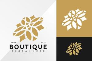 Boutique Flower Elegant Logo Design Vector illustration template