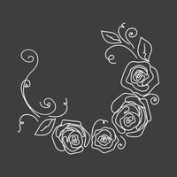 Rose continuous line wedding wreath, outline sketch style vector abstract art.