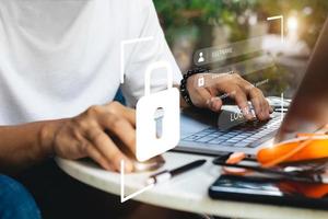 Concept of cyber security, information security and encryption, secure access to user's personal information, secure Internet access, cybersecurity. photo