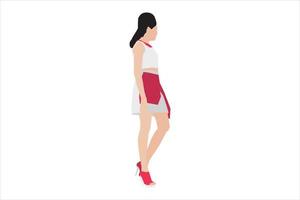 Vector illustration of elegant women walking on the sidewalk