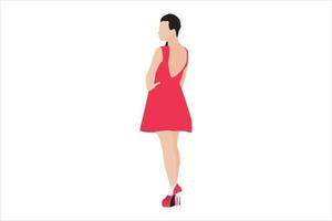 Vector illustration of elegant women posing on the sidewalk