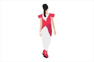 Ilustración vectorial de mujeres de moda caminando por la acera vector