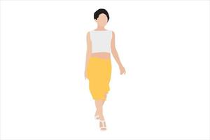 Vector illustration of casual women walking on the sidewalk