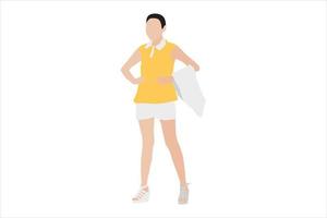 Vector illustration of casual women posing on the sidewalk