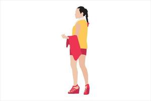 Vector illustration of casual women posing on the sidewalk