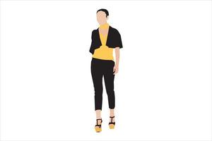 Vector illustration of fashionable women walking on the sidewalk