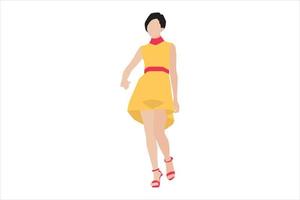 Vector illustration of elegant women walking on the sidewalk