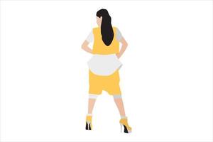 Ilustración vectorial de mujeres de moda posando en la acera vector