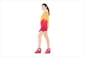 Vector illustration of casual women posing on the sidewalk