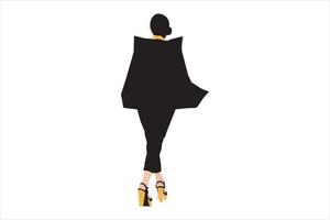 Vector illustration of fashionable women walking on the sidewalk