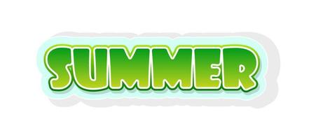 Summer 3d green word text, cartoon phrase icon sticker isolated on white background vector poster. Seasonal freshness concept web banner template.