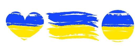 ucrania europa país bandera vector fondo pegatina set iconos corazón forma círculo acuarela grunge textura seco pincel tinta textura ilustración independencia día festividad pancarta