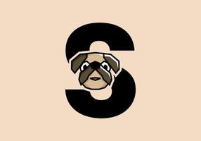 S initial letter with cute doggy head vector